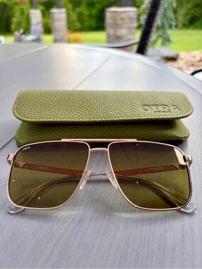 OTRA Sorrento Aviator Sunglasses - Olive Lenses & Rose Gold Frame
